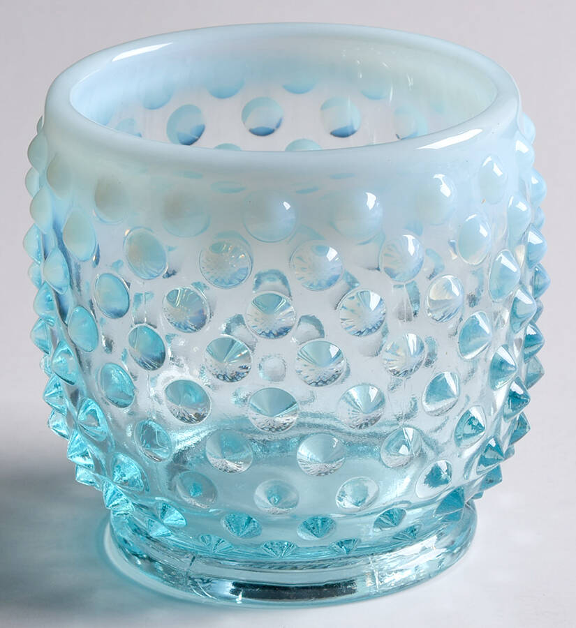 Hobnail Blue (Opalescent) Jam/Jelly No Lid by Fenton-1