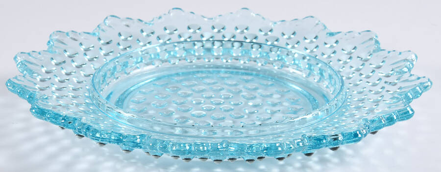 Hobnail Blue (Opalescent) Round Butter Dish No Lid by Fenton-1