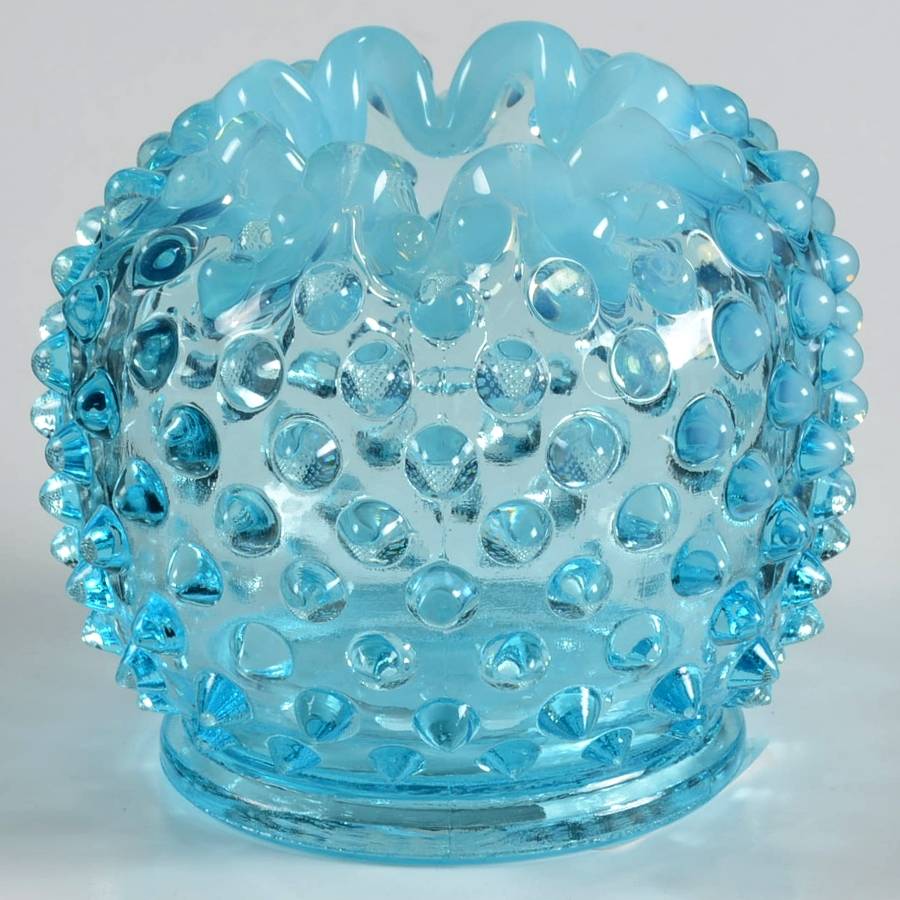 Hobnail Blue (Opalescent) Violet Vase by Fenton-1