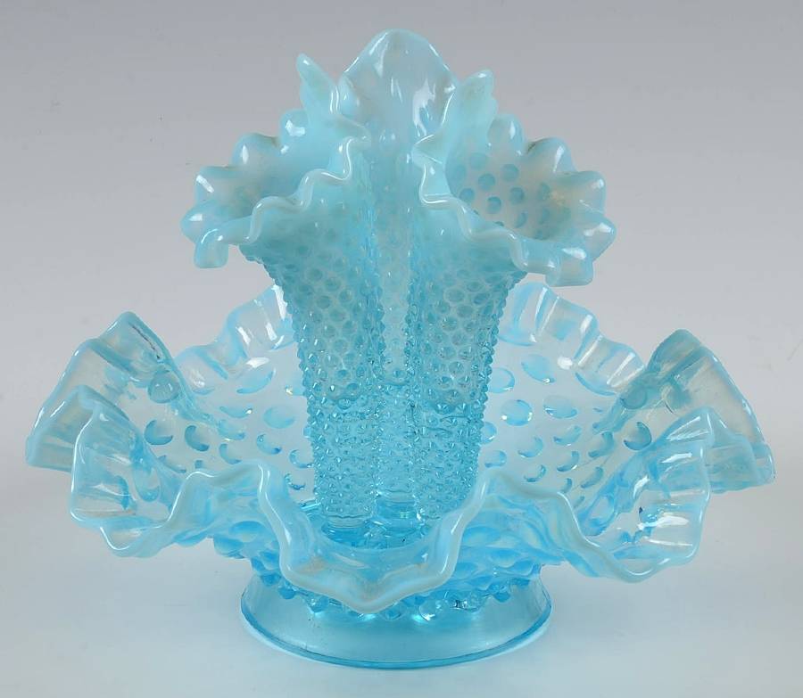 Hobnail Blue (Opalescent) 4-Piece Epergne by Fenton-1