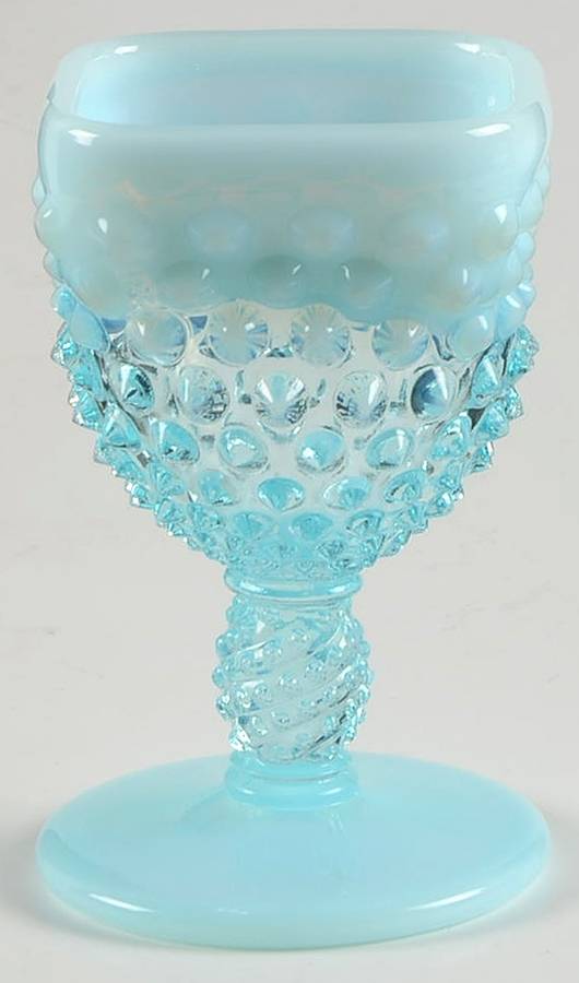 Hobnail Blue (Opalescent) Square Wine by Fenton-1