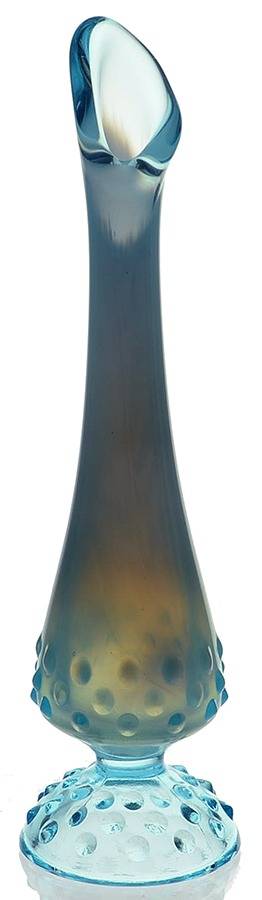 Hobnail Blue (Opalescent) #3756 7" To 11" Swung Bud Vase by Fenton-1
