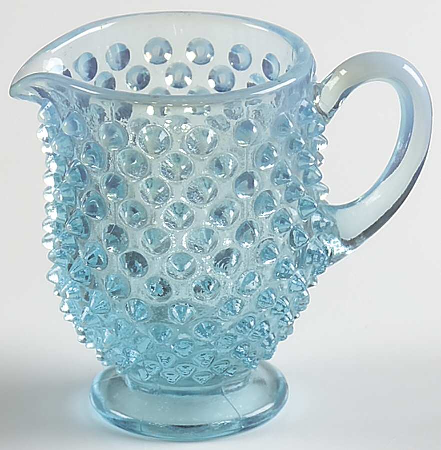 Hobnail Blue (Opalescent) Footed Creamer by Fenton-1