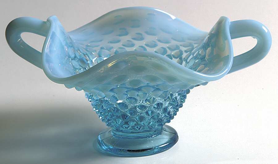 Hobnail Blue (Opalescent) 5" Square Bon Bon by Fenton-1