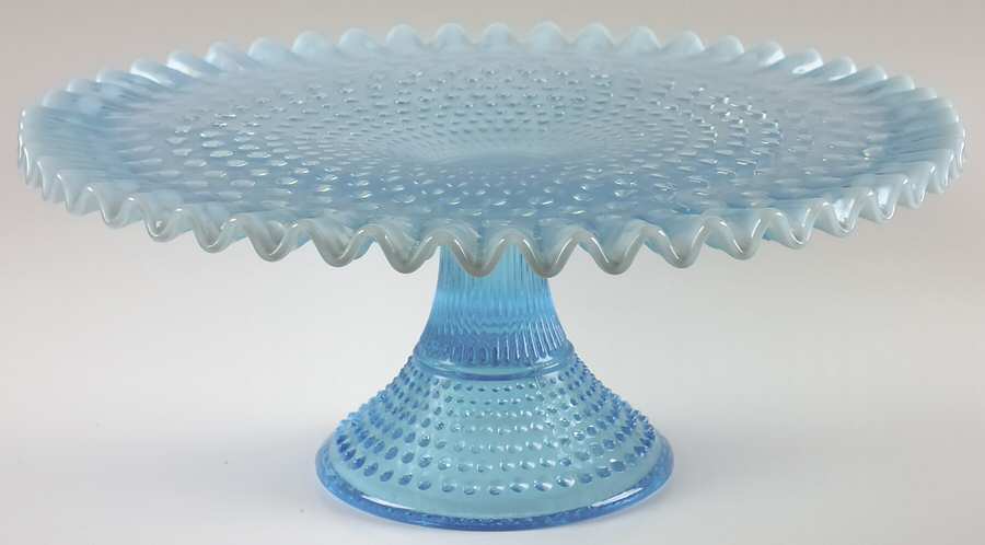Hobnail Blue (Opalescent) Round Cake Stand by Fenton-1