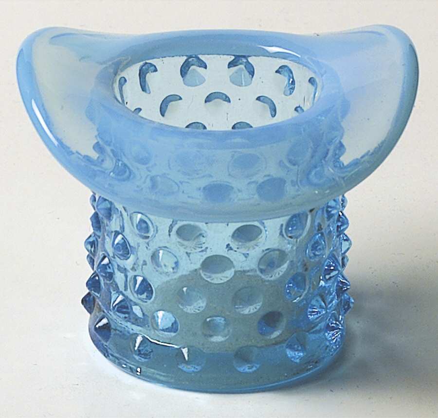 Hobnail Blue (Opalescent) 2" Topper (Top Hat) by Fenton-1