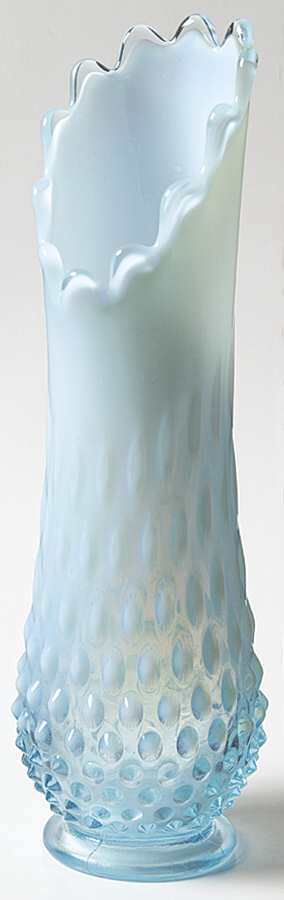Hobnail Blue (Opalescent) #3758 10" To 14" Swung Bud Vase by Fenton-1