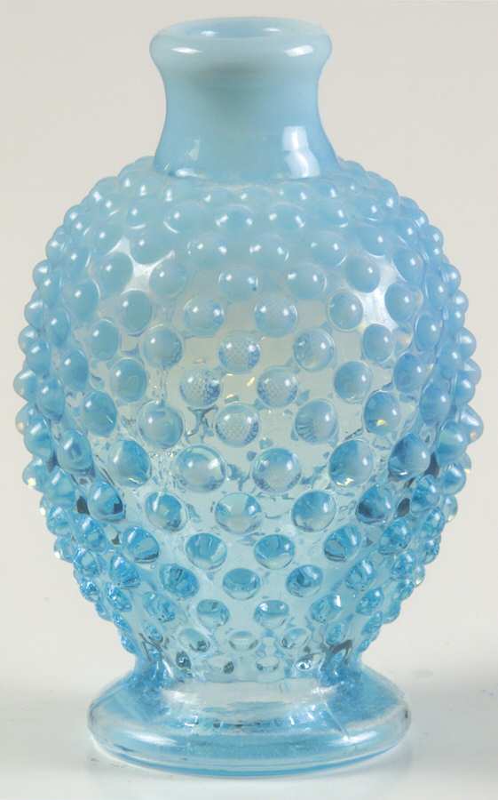 Hobnail Blue (Opalescent) Round Perfume Bottle No Stopper by Fenton-1