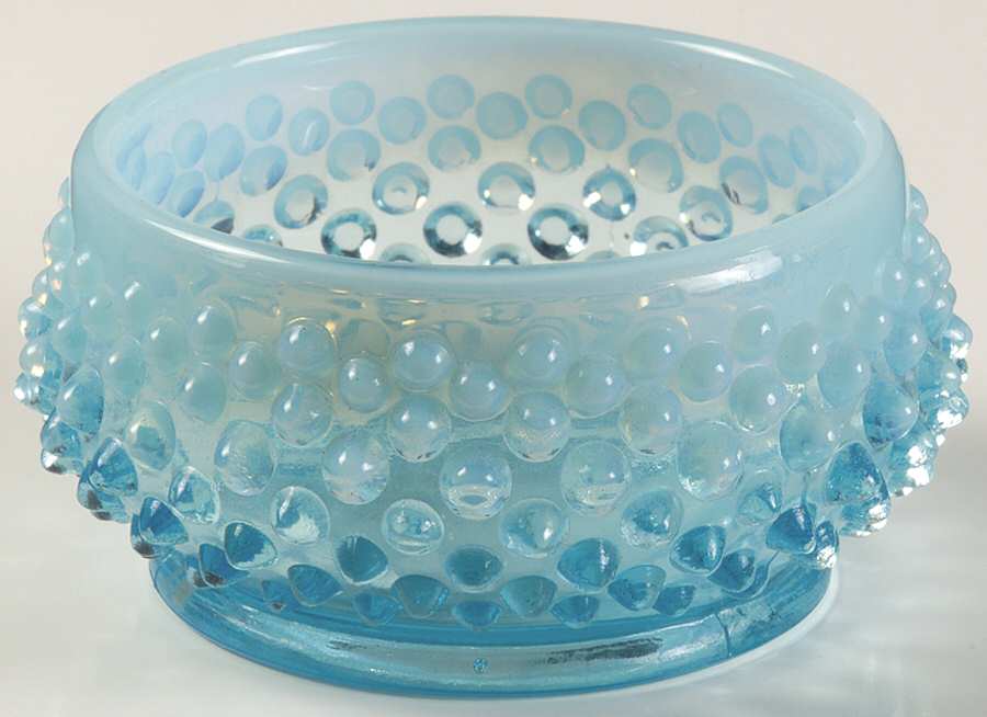 Hobnail Blue (Opalescent) Round Puff Box No Lid by Fenton-1