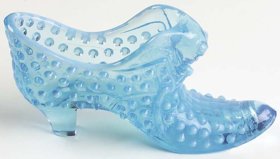 Hobnail Blue (Opalescent) Slipper by Fenton-1