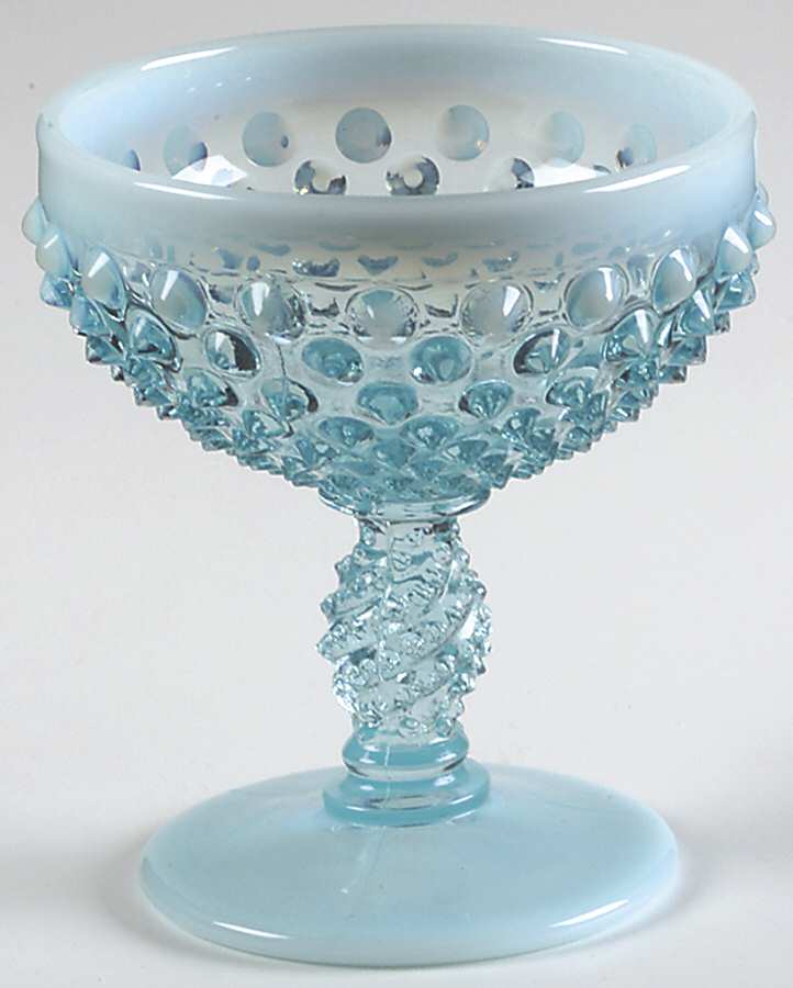 Hobnail Blue (Opalescent) Champagne/Tall Sherbet by Fenton-1
