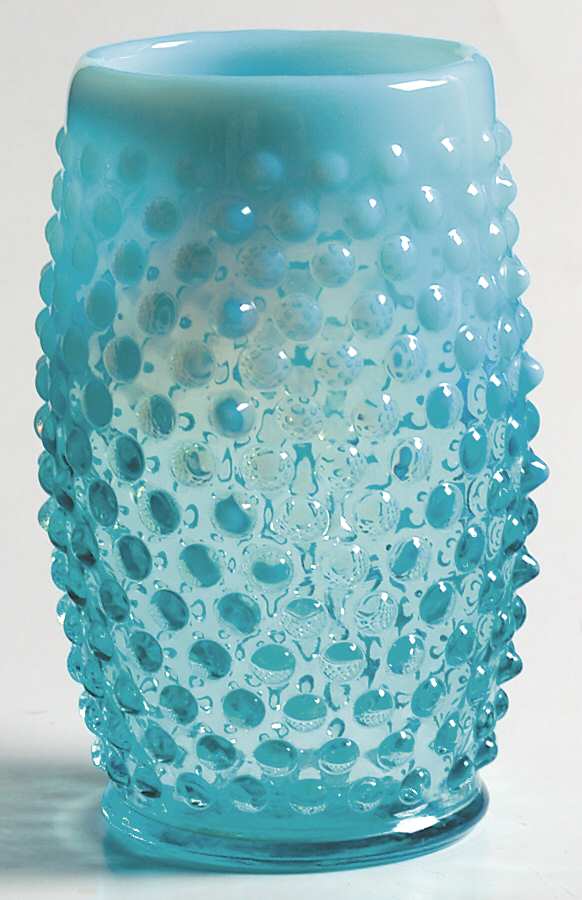 Hobnail Blue (Opalescent) 12 Oz Barrel Shape Flat Tumber by Fenton-1