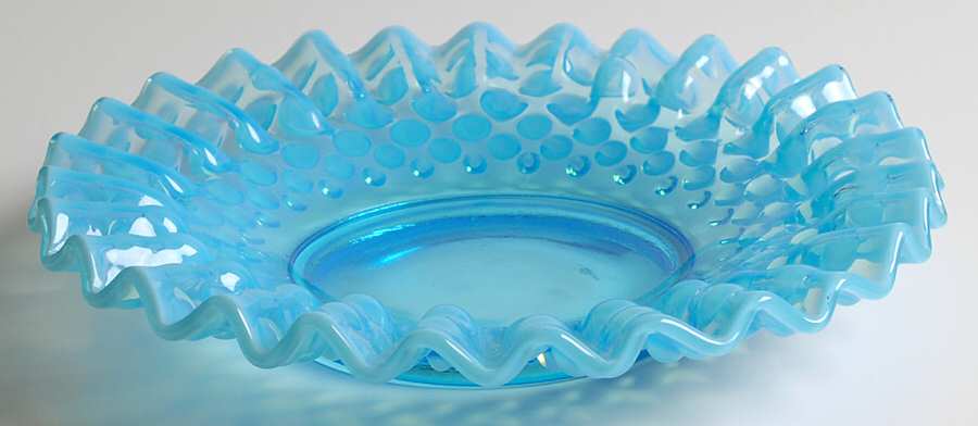 Hobnail Blue (Opalescent) 7" Bon Bon Plate by Fenton-1