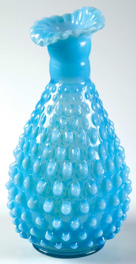 Hobnail Blue (Opalescent) 6" Bud Vase by Fenton-1
