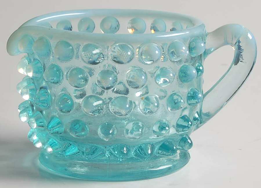 Hobnail Blue (Opalescent) Individual Creamer by Fenton-1
