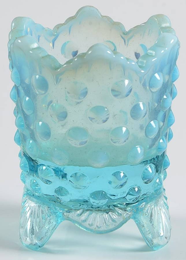 Hobnail Blue (Opalescent) Toothpick Holder by Fenton-1