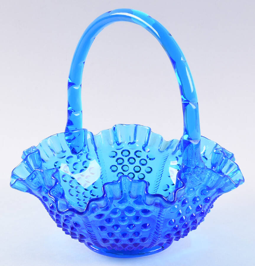 Hobnail Blue (Colonial Blue) #3638 Hobnail 8" Basket by Fenton-1