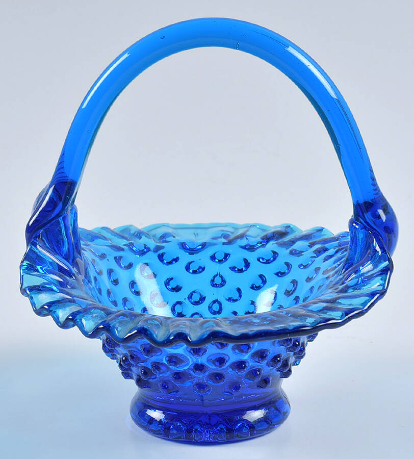 Hobnail Blue (Colonial Blue) #389/3834 Hobnail 6" Basket by Fenton-1