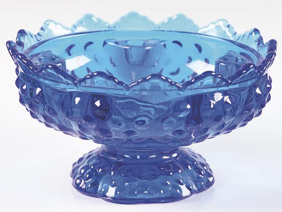 Hobnail Blue (Colonial Blue) 6" Candle Bowl by Fenton-1