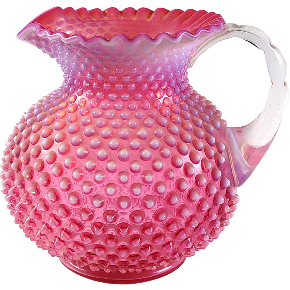 Hobnail Cranberry (Opalescent) 80 Oz Jug by Fenton-1