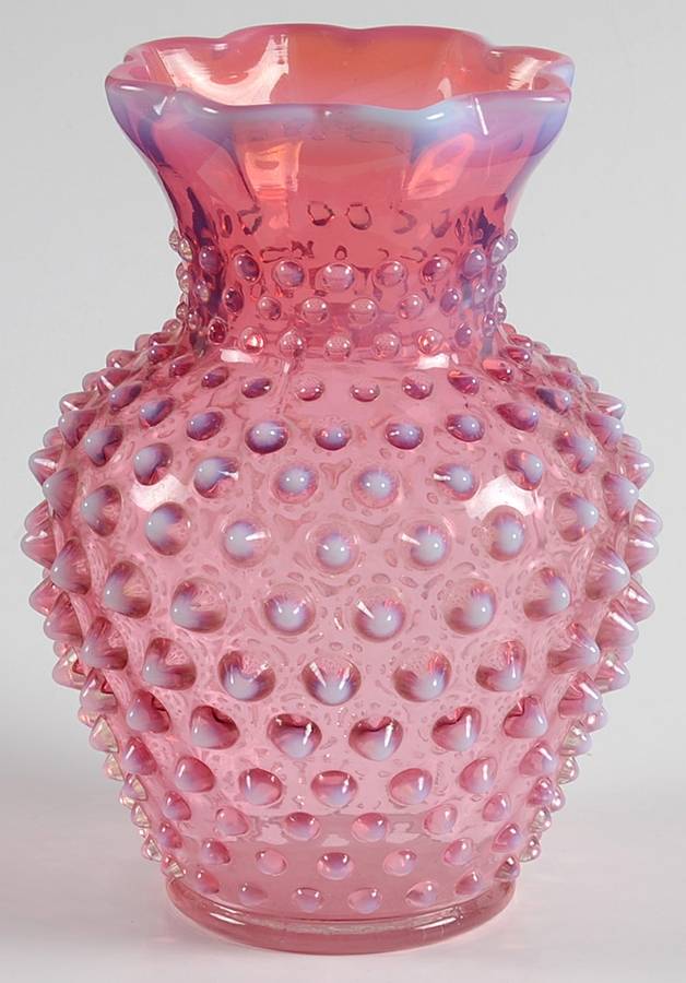 Hobnail Cranberry (Opalescent) 5 1/2" Flared Vase by Fenton-1