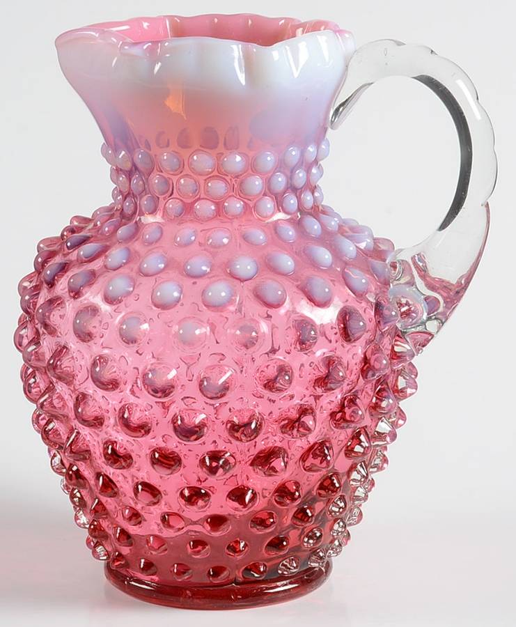 Hobnail Cranberry (Opalescent) 12 Oz Pitcher by Fenton-1