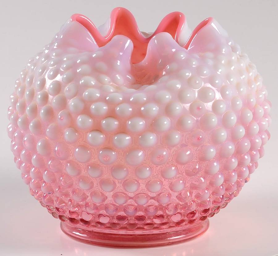Hobnail Cranberry (Opalescent) 5" Rose Bowl by Fenton-1
