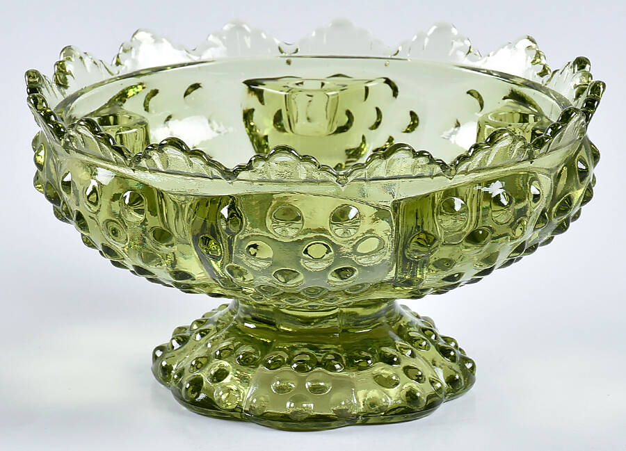 Hobnail Green (Colonial Green) 6" Candle Bowl by Fenton-1