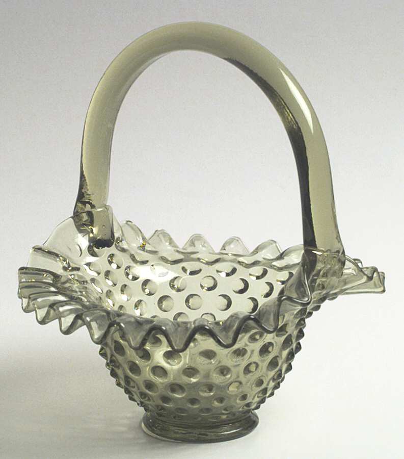 Hobnail Green (Colonial Green) #389/3837 Hobnail 7" Basket by Fenton-1