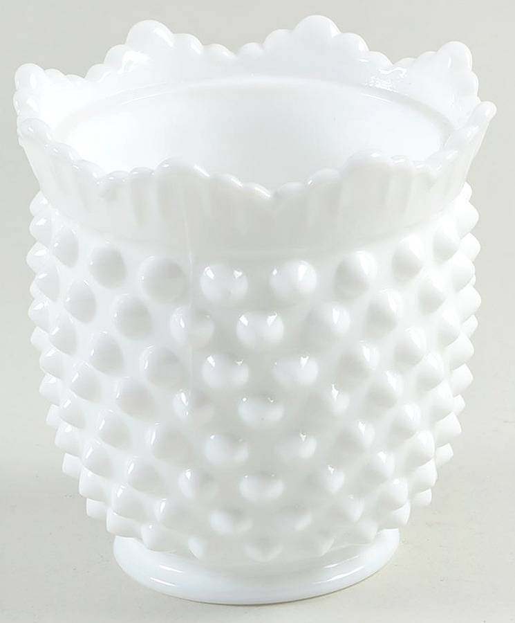 Hobnail Milk Glass Sugar Bowl W/Lip No Lid by Fenton-1