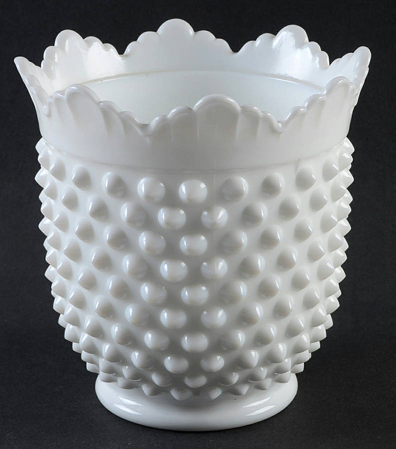 Hobnail Milk Glass Candy Jar No Lid by Fenton-1