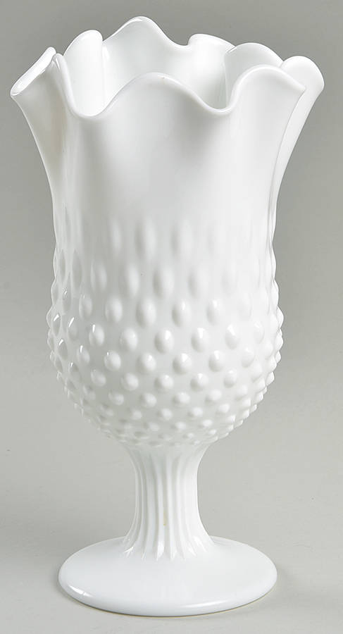 Hobnail Milk Glass #3855 8" To 12" Handkerchief Vase by Fenton-1