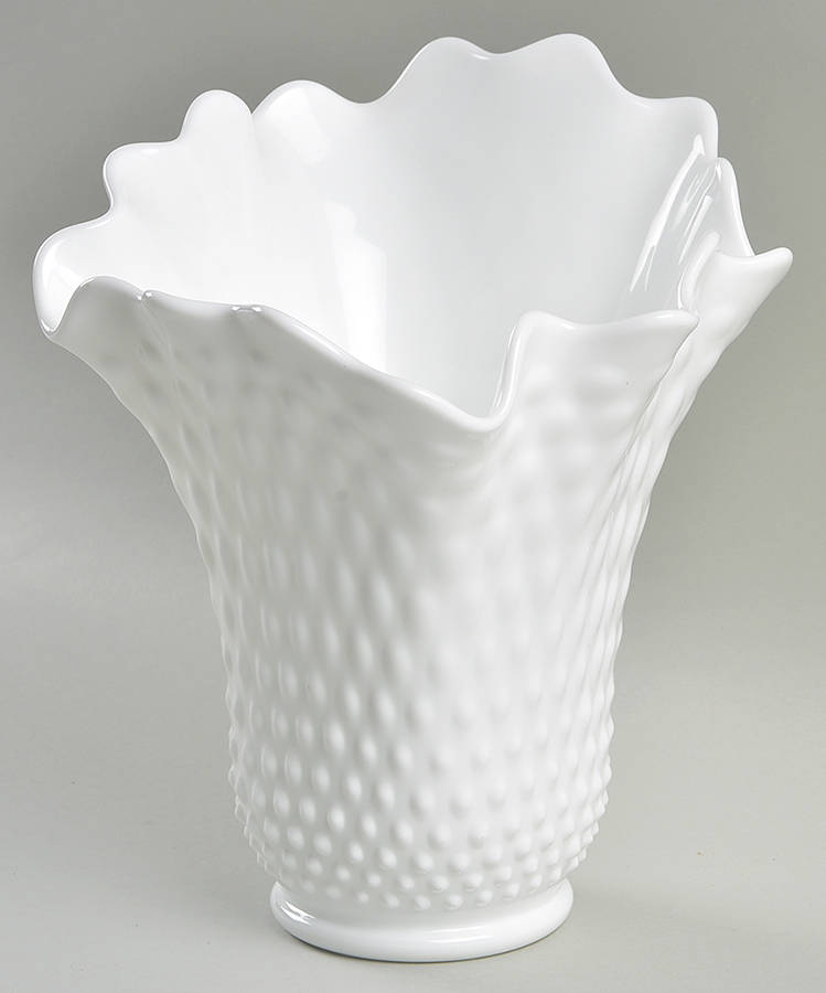 Hobnail Milk Glass #3755  Flat 8" To 11" Swung Vase by Fenton-1