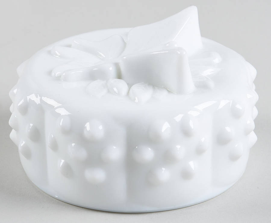 Hobnail Milk Glass Lid for Cylindrical Candy Jar by Fenton-1