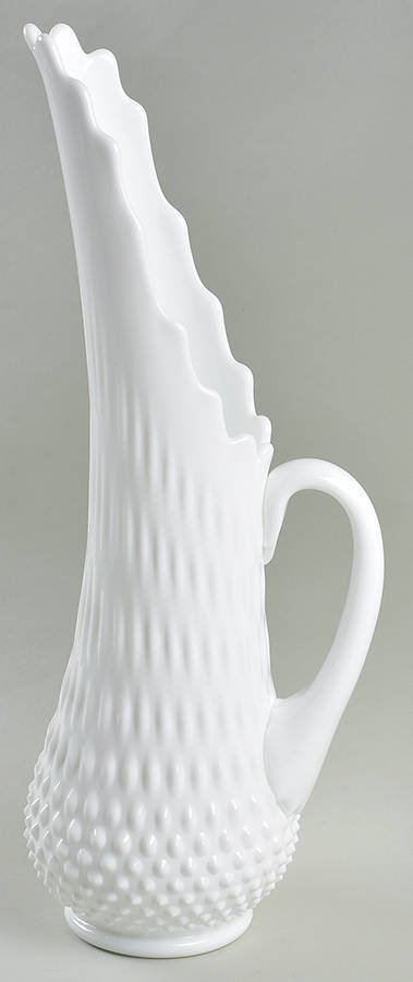 Hobnail Milk Glass #3760 12" To 22" Swung Pitcher Vase by Fenton-1