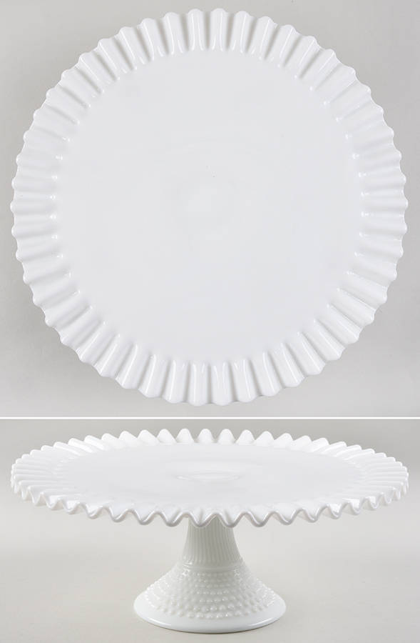 Hobnail Milk Glass Round Cake Stand by Fenton-1