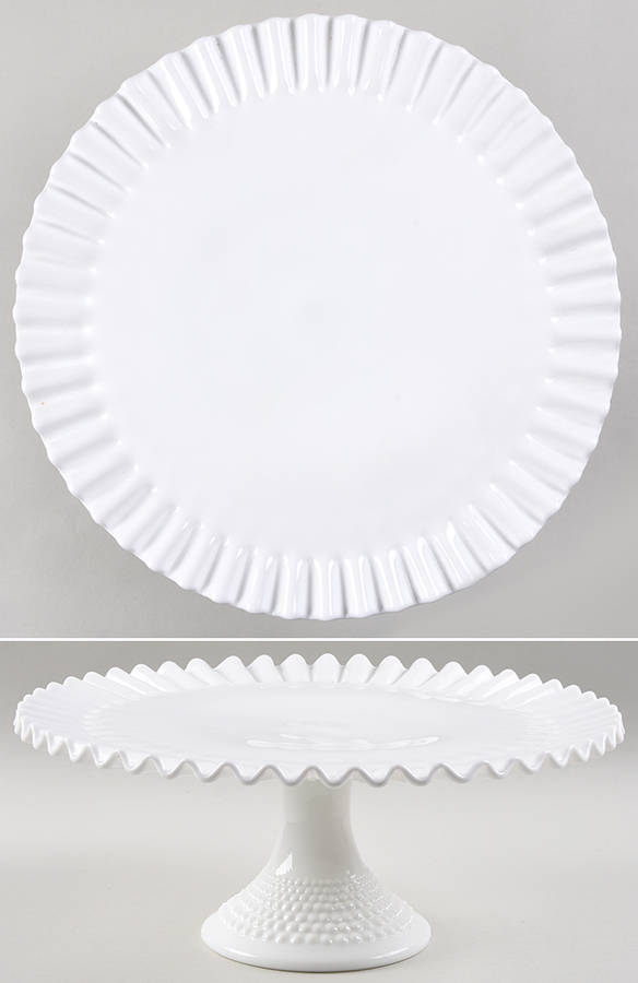 Hobnail Milk Glass Round Cake Stand by Fenton-1