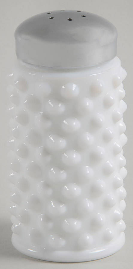 Hobnail Milk Glass Shaker with Metal Lid by Fenton-1