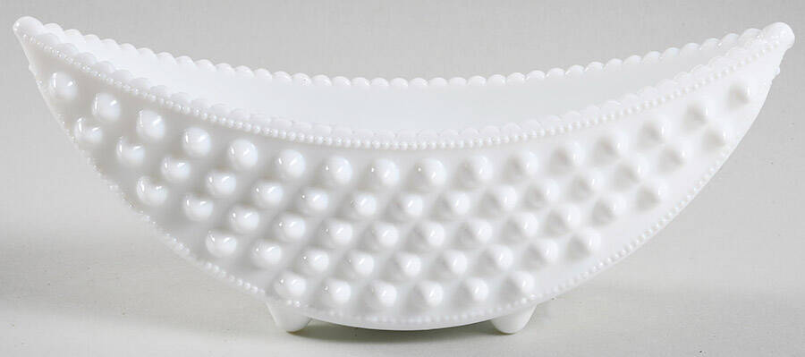 Hobnail Milk Glass Crescent Candleholder by Fenton-1