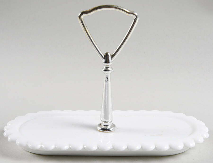 Hobnail Milk Glass Handled Utility Tray by Fenton-1