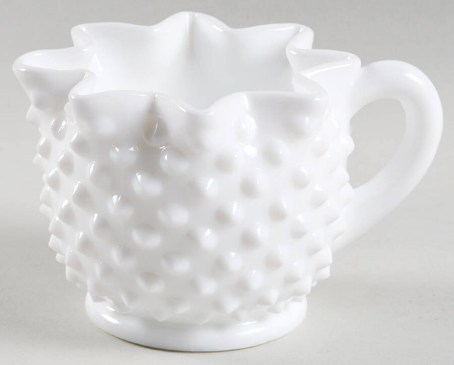 Hobnail Milk Glass Star Shape Creamer, Full Star by Fenton-1