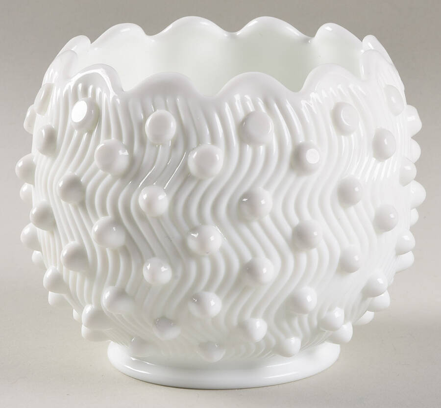 Hobnail Milk Glass 5" Rose Bowl by Fenton-1