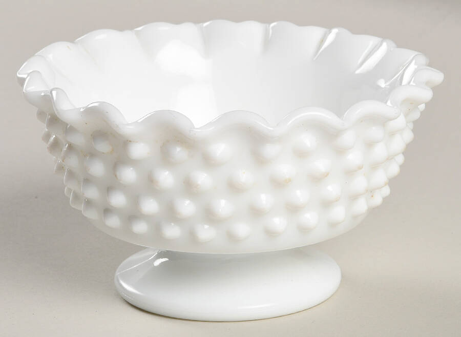 Hobnail Milk Glass 5" Footed Bowl by Fenton-1