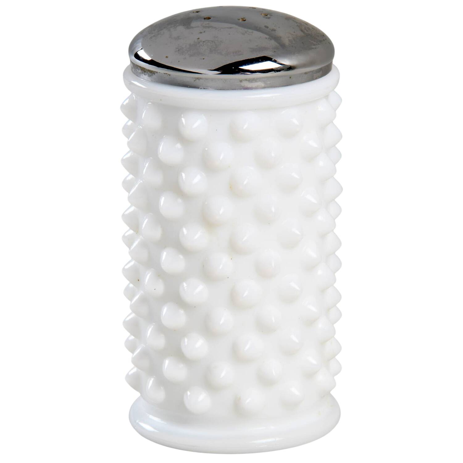 Hobnail Milk Glass White Kitchen Shaker with Metal Lid by Fenton-1