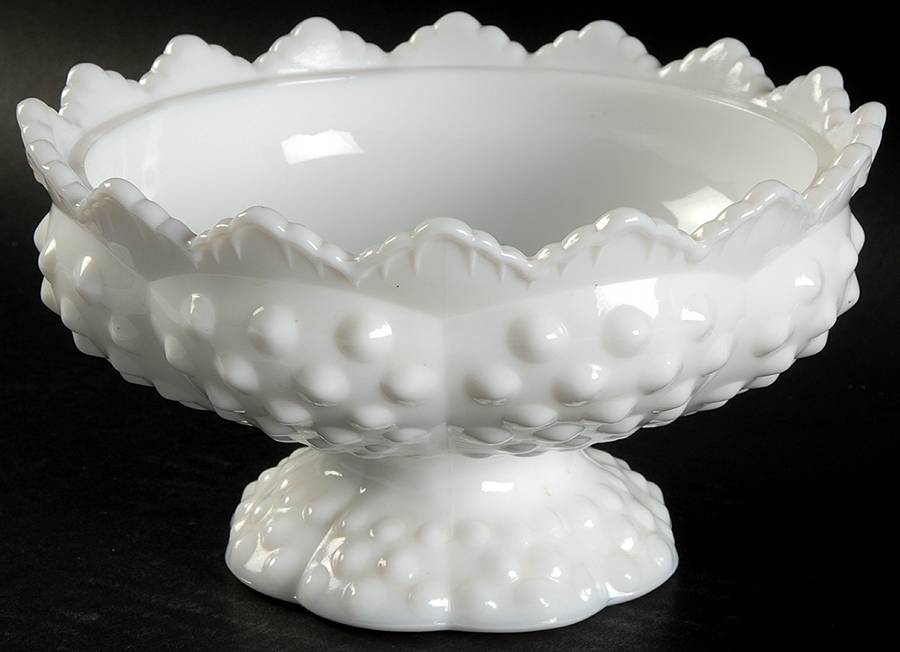 Hobnail Milk Glass Low Footed Candy Box No Lid by Fenton-1