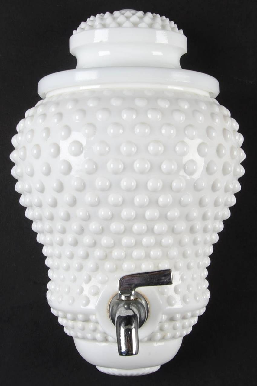 Hobnail Milk Glass Lavabo with Lid by Fenton-1