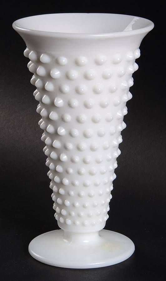 Hobnail Milk Glass 6" Trumpet Vase by Fenton-1