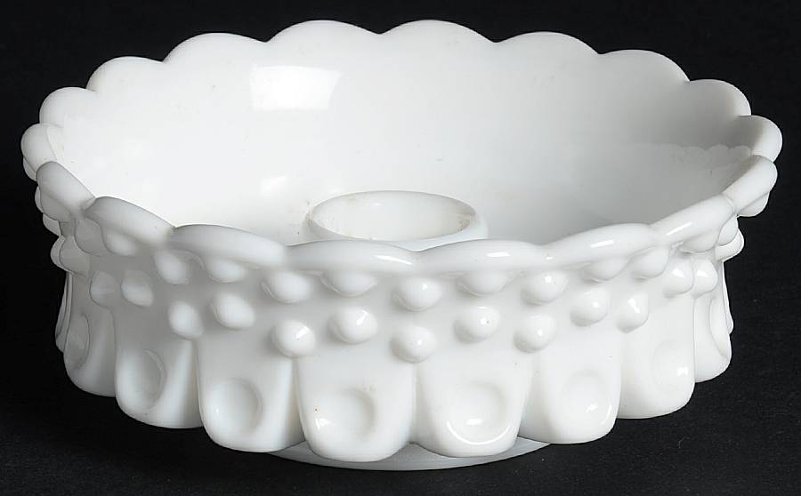 Hobnail Milk Glass Low Candleholder by Fenton-1