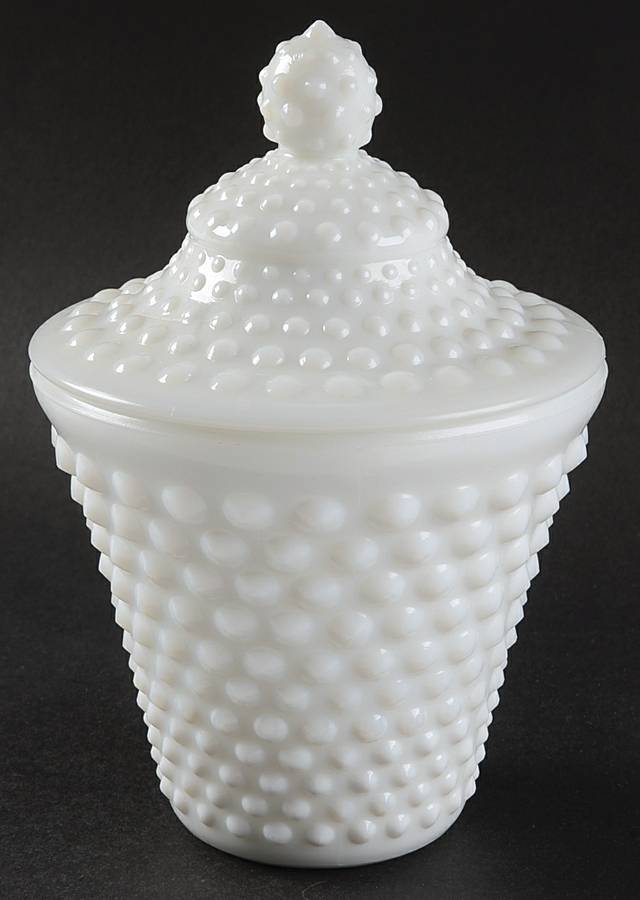Hobnail Milk Glass Honey Jar & Lid by Fenton-1