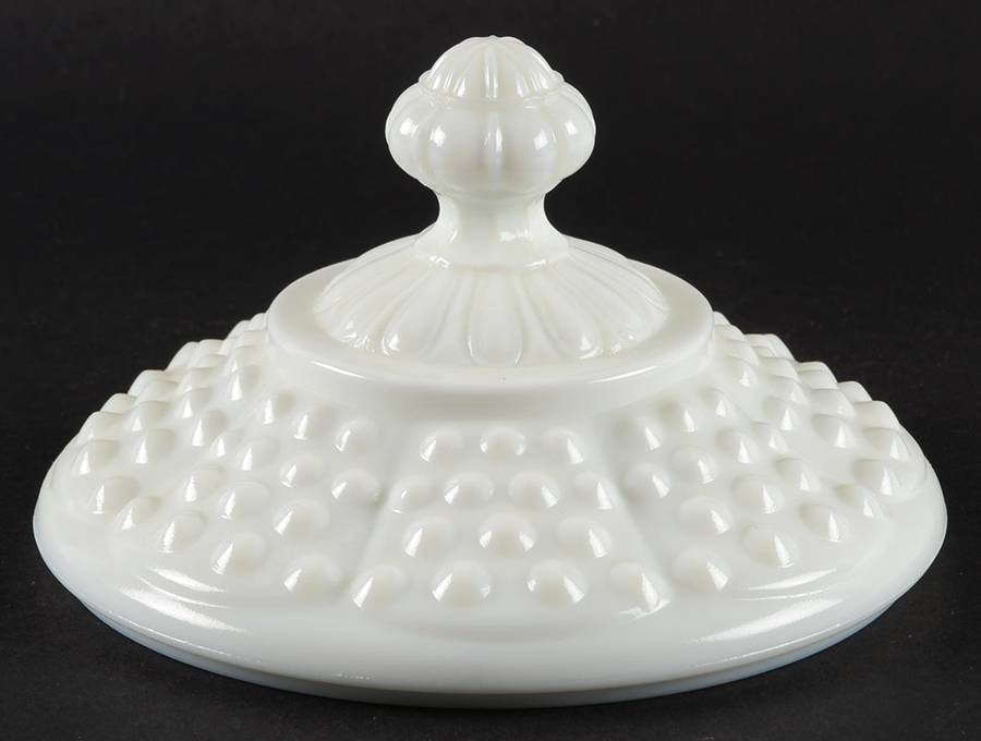 Hobnail Milk Glass Lid for Low Footed Candy Box by Fenton-1